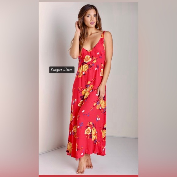 Free People Red and Yellow Floral  maxi Dress - Picture 3 of 11